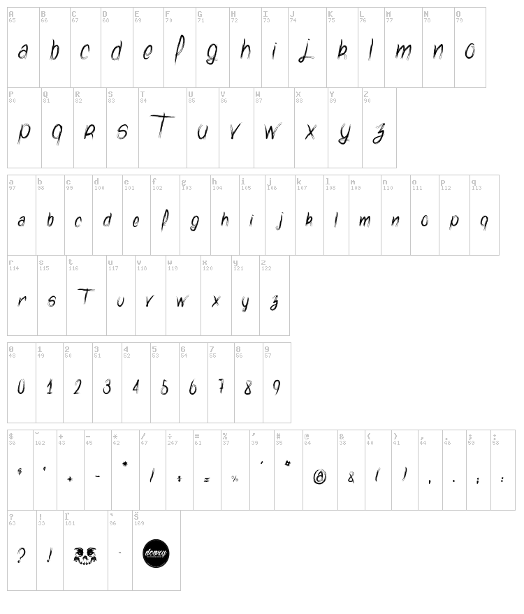 Watch Out font map